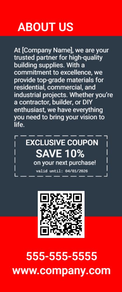 Building Supplies Rack Card 3 3.5x8.5