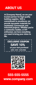 Building Supplies Rack Card 3 3.5x8.5