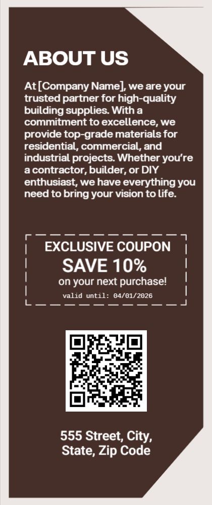 Building Supplies Rack Card 4 3.5x8.5