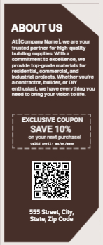 Building Supplies Rack Card 4 3.5x8.5