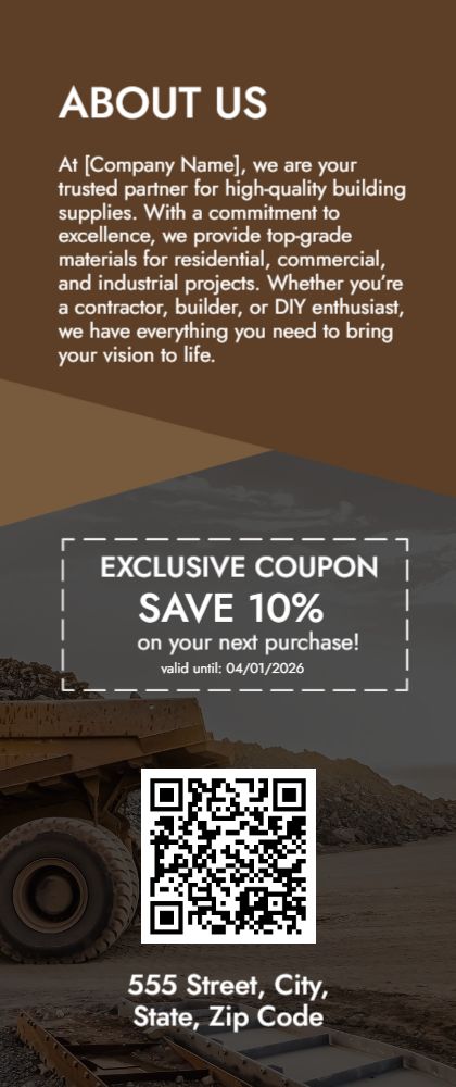 Building Supplies Rack Card 5 3.5x8.5