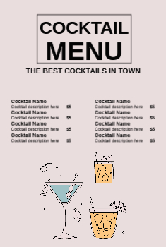 Bar Menu 4 6x9