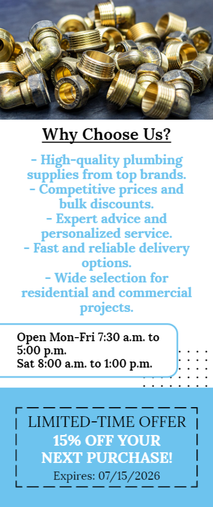 Plumbing Supplies Rack Card 3 3.5x8.5