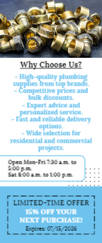 Plumbing Supplies Rack Card 3 3.5x8.5