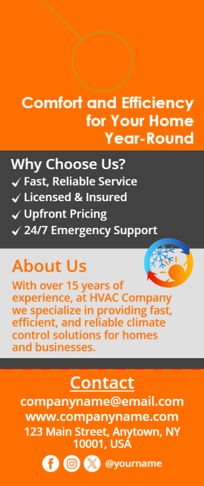 HVAC Door Hanger 10 3.5x8.5