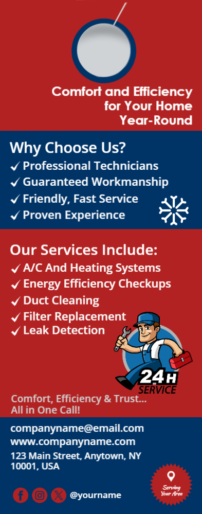 HVAC Door Hanger 6 4.25x11