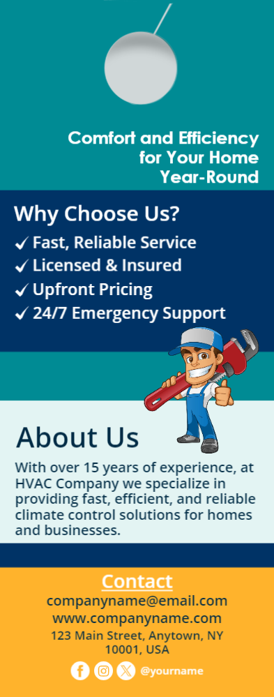 HVAC Door Hanger 9 4.25x11