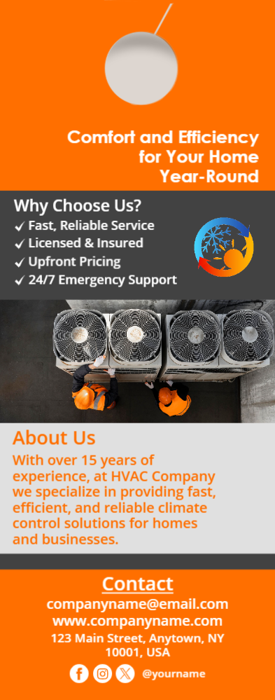 HVAC Door Hanger 10 4.25x11