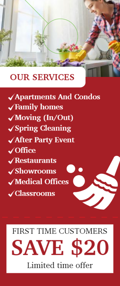 Cleaning Services Door Hanger 3 3.5x8.5