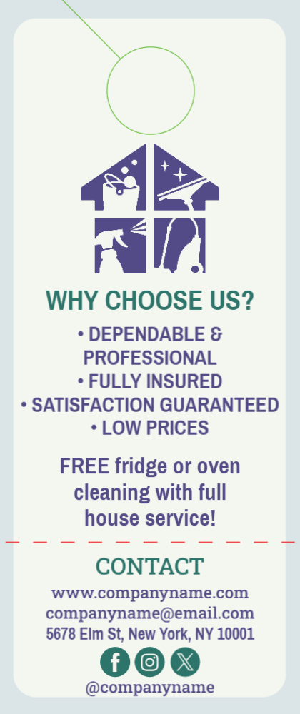 Cleaning Services Door Hanger 4a 3.5x8.5