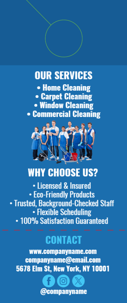 Cleaning Services Door Hanger 5a 3.5x8.5