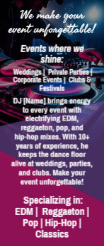 DJ Rack Card 3 3.5x8.5