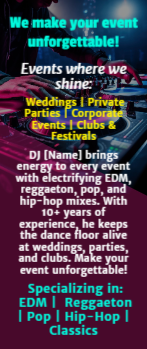 DJ Rack Card 4 3.5x8.5