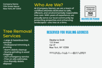 Tree Removal Mailing Postcard 2 4x6