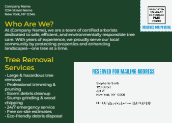 Tree Removal Mailing Postcard 2 5x7