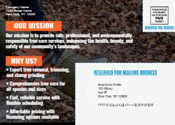 Tree Removal Mailing Postcard 5 5x7