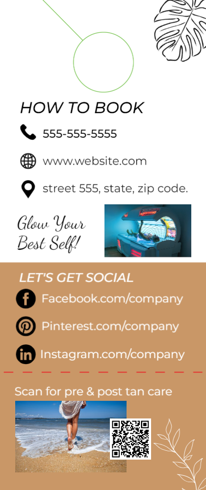 Tanning Salon Door Hanger 1b 3.5x8.5