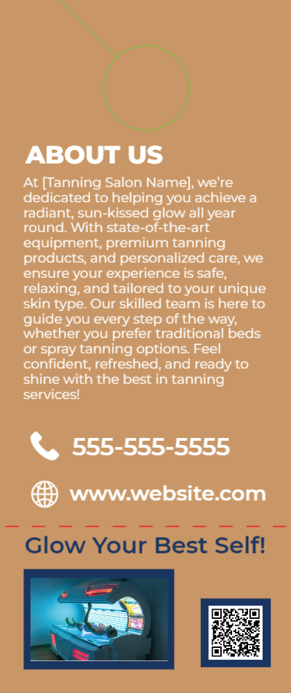 Tanning Salon Door Hanger 6b 3.5x8.5