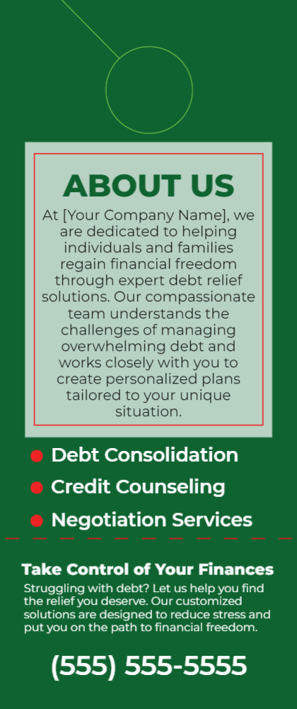 Debt Relief Door Hanger 4b 3.5x8.5