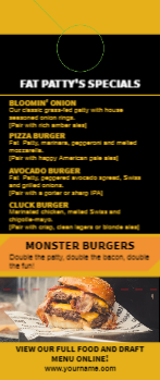 Restaurant Menu Door Hanger 1 3.5x8.5