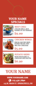 Restaurant Menu Door Hanger 4 3.5x8.5