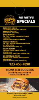 Restaurant Menu Door Hanger 1 4.25x11