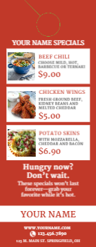 Restaurant Menu Door Hanger 4 4.25x11