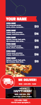 Restaurant Menu Door Hanger 3 4.25x11