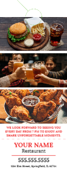 Restaurant Menu Door Hanger 5 4.25x11