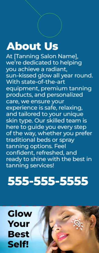 Tanning Salon Door Hanger 5 4.25x11