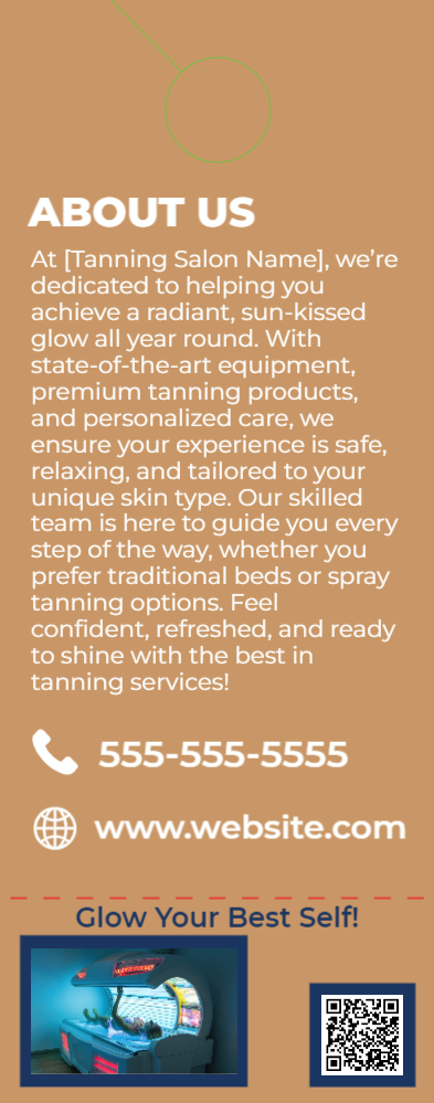 Tanning Salon Door Hanger 6 4.25x11